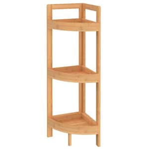3-Tier Bamboo Corner Household Shelving Unit in Natural (9.1 in. W x 30.5 in. H x 9.1 in. D)