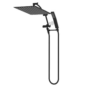 Rainfall 1-Spray 12 in. Dual Wall Mount Fixed and Handheld Shower Head 1.8 GPM in Matte Black Finish,16" Extension Arm