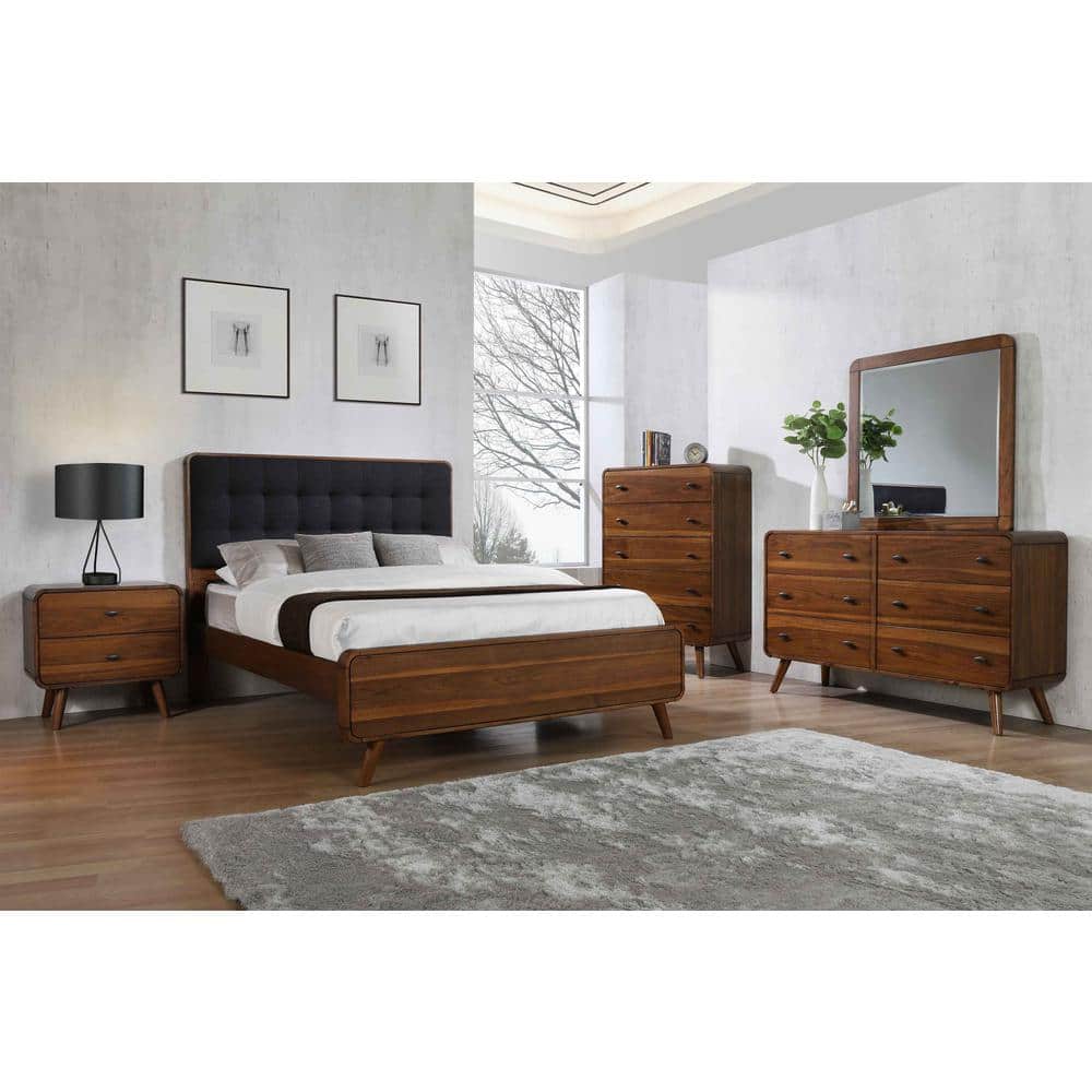 Robyn Dark Walnut 2-Drawer Mid-Century Modern Nightstand