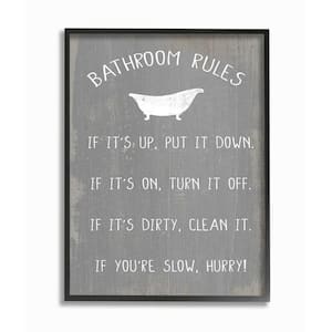 "Countryside Bathroom Rules Sign with Claw Bath" by Daphne Polselli Framed Country Wall Art Print 11 in. x 14 in.