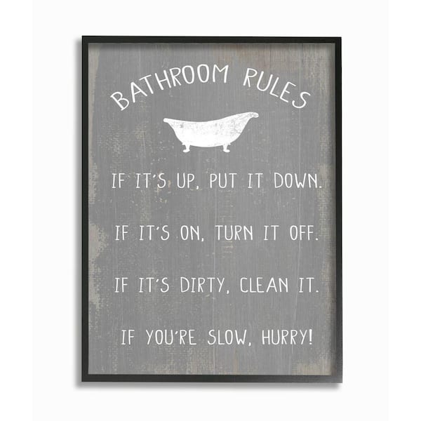 Stupell Industries "Countryside Bathroom Rules Sign with Claw Bath" by Daphne Polselli Framed Country Wall Art Print 11 in. x 14 in.