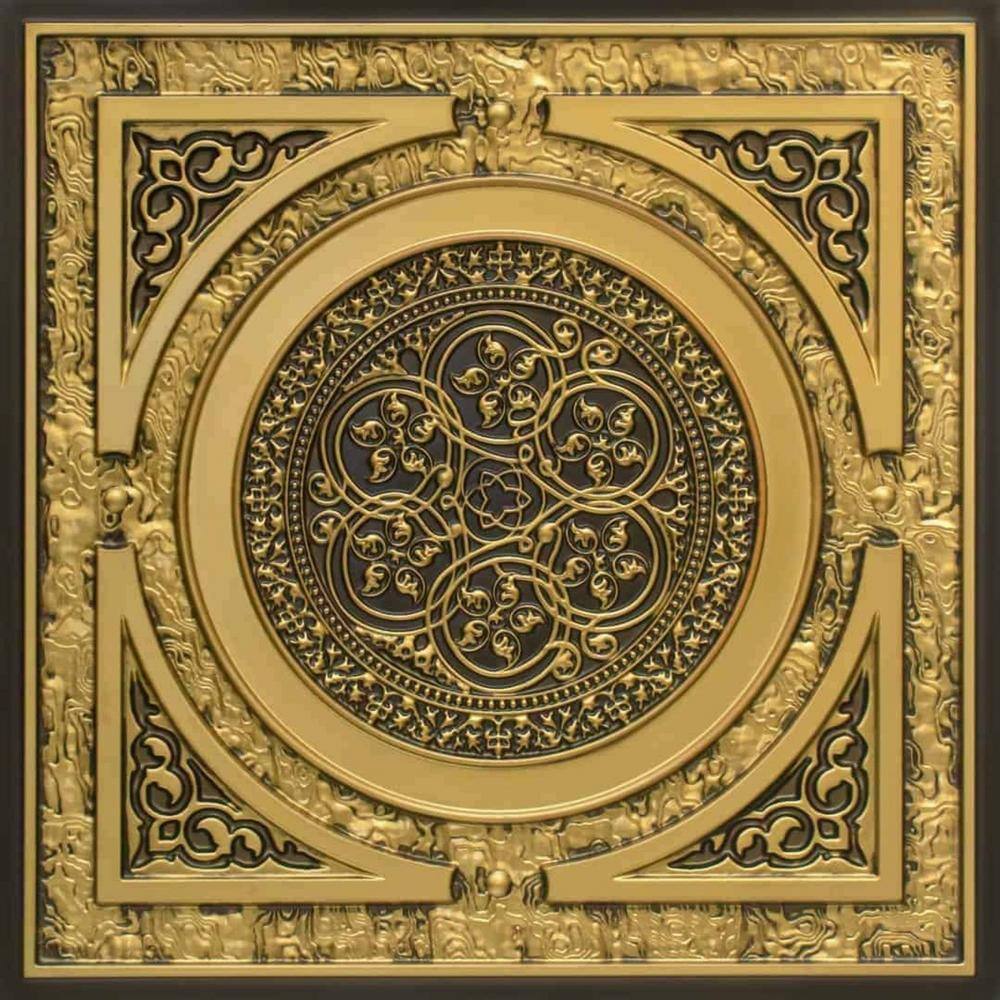 FROM PLAIN TO BEAUTIFUL IN HOURS Steampunk Antique Brass 2 Ft X 2 Ft   Antique Brass From Plain To Beautiful In Hours Drop Ceiling Tiles 225ab 24x24 50 64 1000 