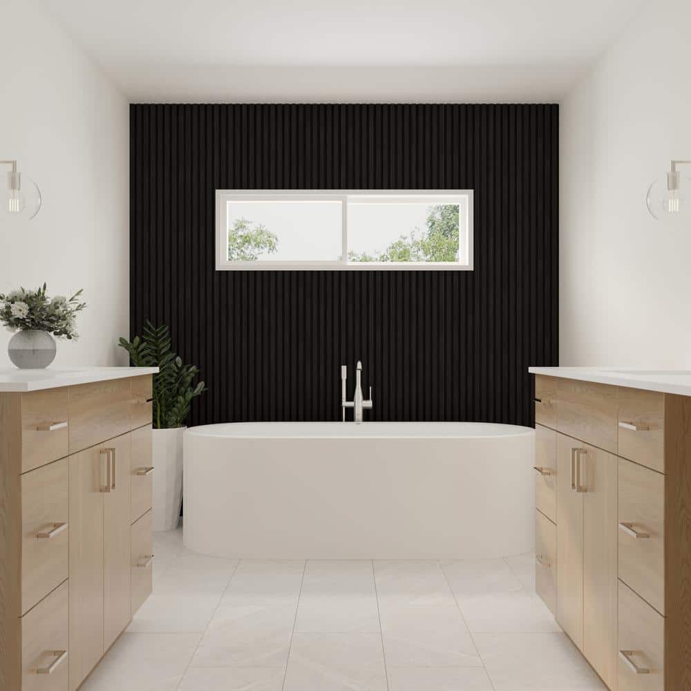 Charcoal Black Acoustic Wood Wall Panels Set of 2