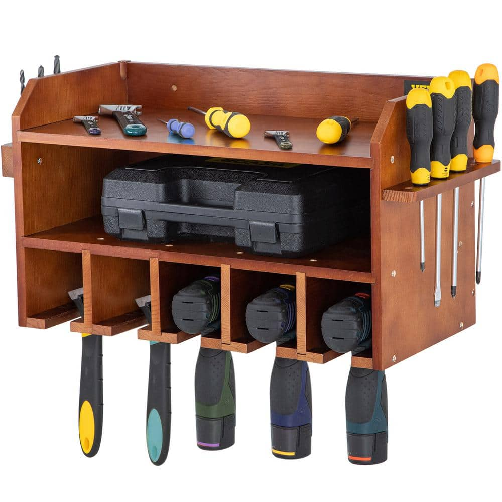 Large Wall Mount Tool Shelf Wooden Power Tool Organizer Storage Rack Shelves  7445032174177