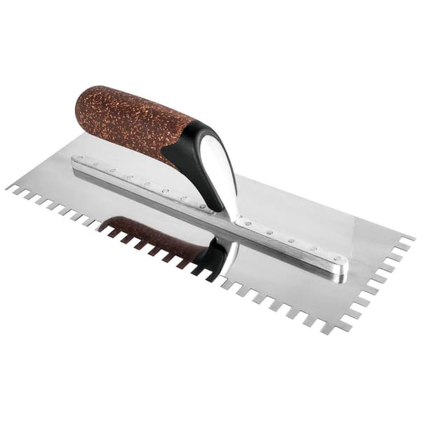 QEP X-Treme Series 12 in. Square-Notch Trowel with Cork Handle and 1/4 in. x 1/4 in. x 1/4 in. Notch Size