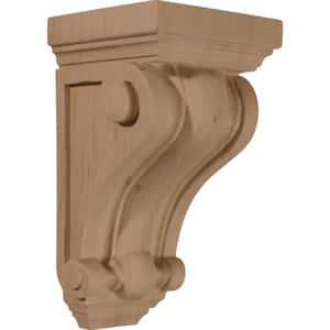 4 in. x 4 in. x 7-1/2 in. Unfinished Wood Cherry Devon Traditional Wood Corbel