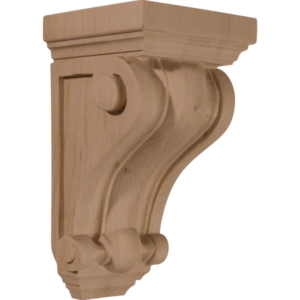 Devon Traditional Unfinished Rubberwood Corbel, 4" x 4" x 7.5"
