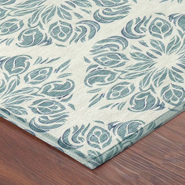 Chantille Machine Washable Indoor/Outdoor Abstract ACN2456 Teal 2 ft. x 7 ft. Runner Rug