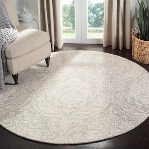 Abstract Gray/Ivory 6 ft. x 6 ft. Round Medallion Area Rug