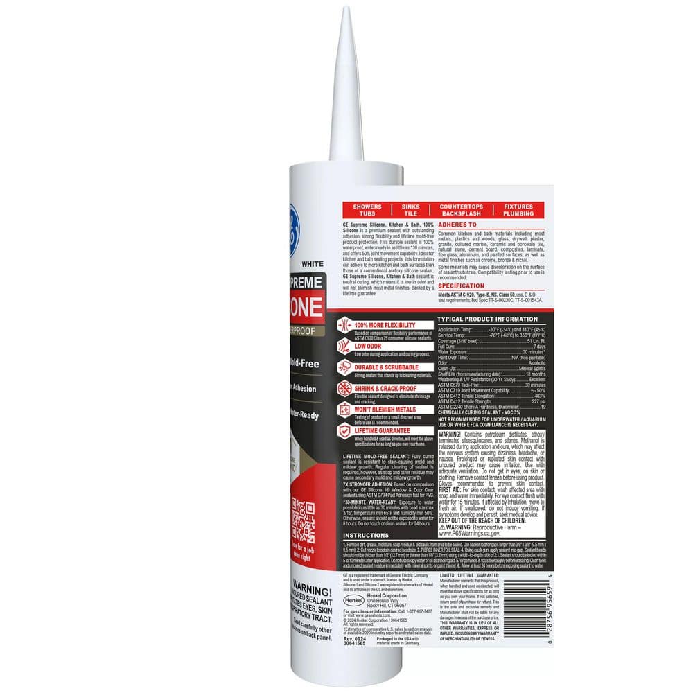 Supreme Silicone 10.1-oz White Kitchen and Bath Sealant Caulk