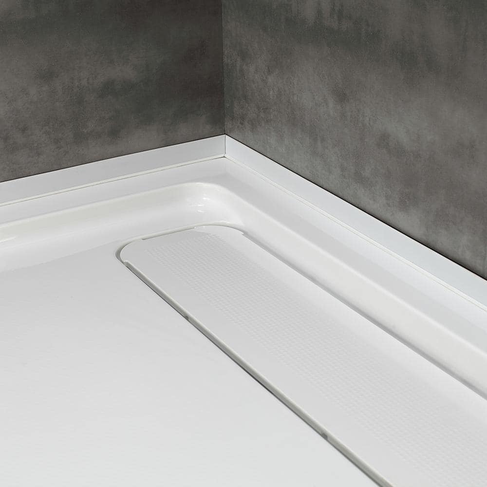 White Acrylic 48x32 Rectangular Shower Base with Hidden Drain