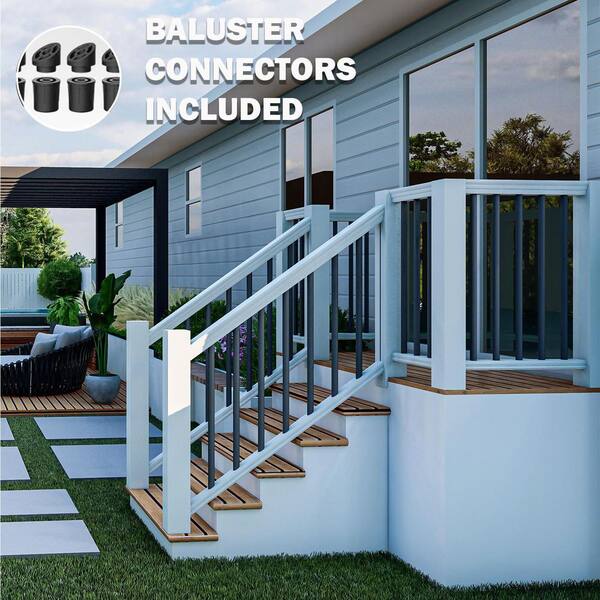 thumbnail interactive-video image 1 of Muzata 100-Pack Aluminum Deck Balusters - 26 Inch Round Black Spindles For Railing Systems 1 of 5