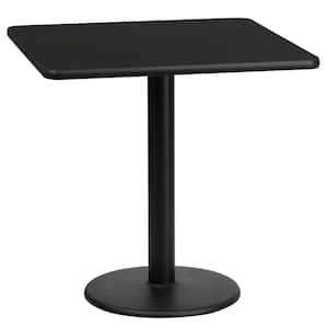 24 in. Square Black Laminate Table Top with 18 in. Round Table Height Base