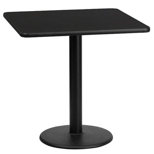 Flash Furniture 24 in. Square Black Laminate Table Top with 18 in. Round Table Height Base