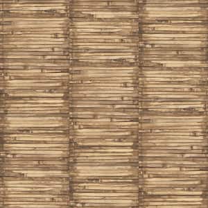 Global Fusion Light Brown and Beige Bamboo Design Wallpaper