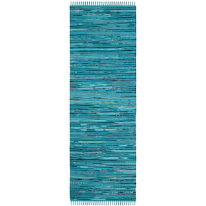 Rag Rug Turquoise/Multi 2 ft. x 5 ft. Striped Runner Rug