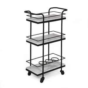 Judith Black and White 3-Tier Marble Shelf Bar Cart