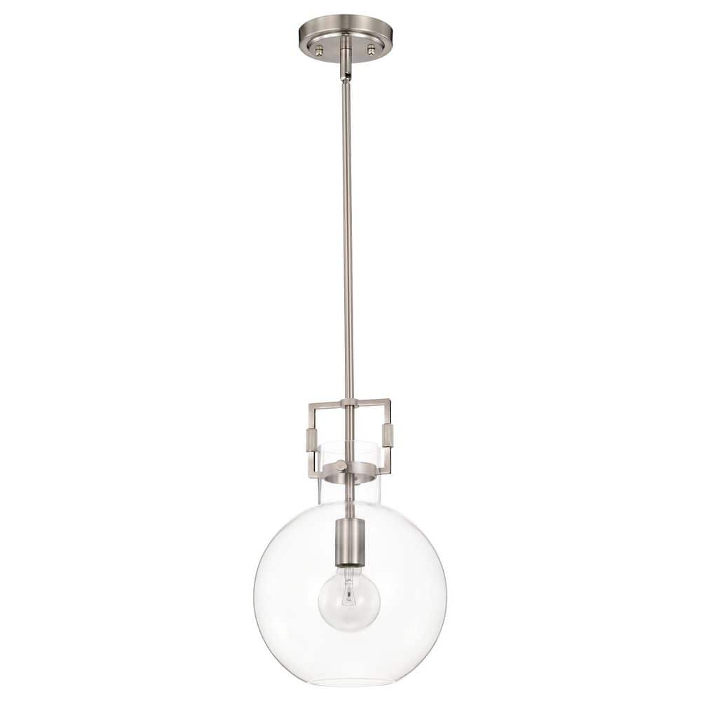 Brushed Nickel 10" Globe Clear Glass Pendant Light