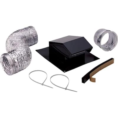 3 in. to 4 in. Roof Vent Kit for Round Duct Steel in Black