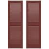 Builders Edge 12 in. x 60 in. Louvered Vinyl Exterior Shutters Pair in Burgundy Red 010120060027