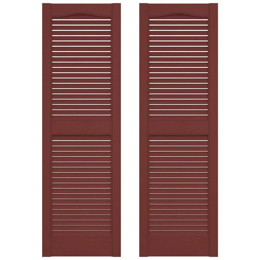 12 in. x 75 in. Louvered Vinyl Exterior Shutters Pair in Burgundy Red price history on PriceWatchPro
