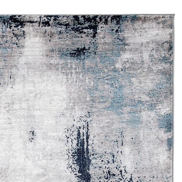 Nel Blue, White and Gray 8 ft. x 10 ft. Geometric Area Rug