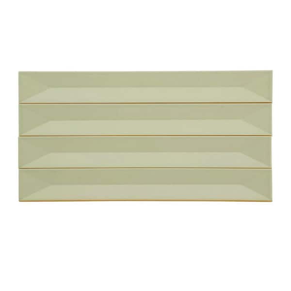 Horizonte 2 in. x 16 in. Glossy Soft Mint Green Ceramic Deco Subway Wall Tile (10.76 sq. ft./case)-50 Pack