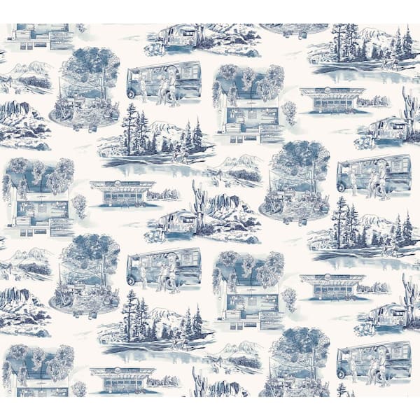 York Wallcoverings Modern Vista Toile Navy Wallpaper Roll