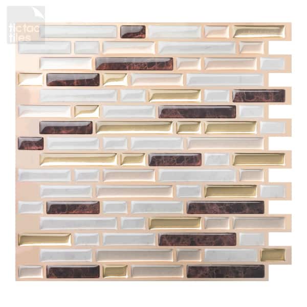 Tic Tac Tiles Como Maroon Peel and Stick Decorative Mosaic Wall Tile Backsplash (5 Tiles)