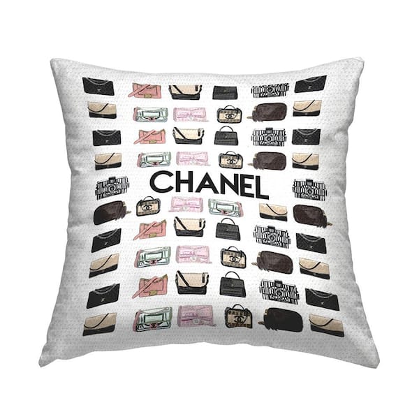 Stupell Industries Fashion Purses Stylish Glam Brand Multi-Color Square Outdoor Throw Pillow