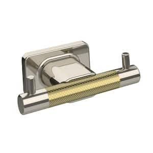 Esquire Double Robe Hook in Polished Nickel/Golden Champagne