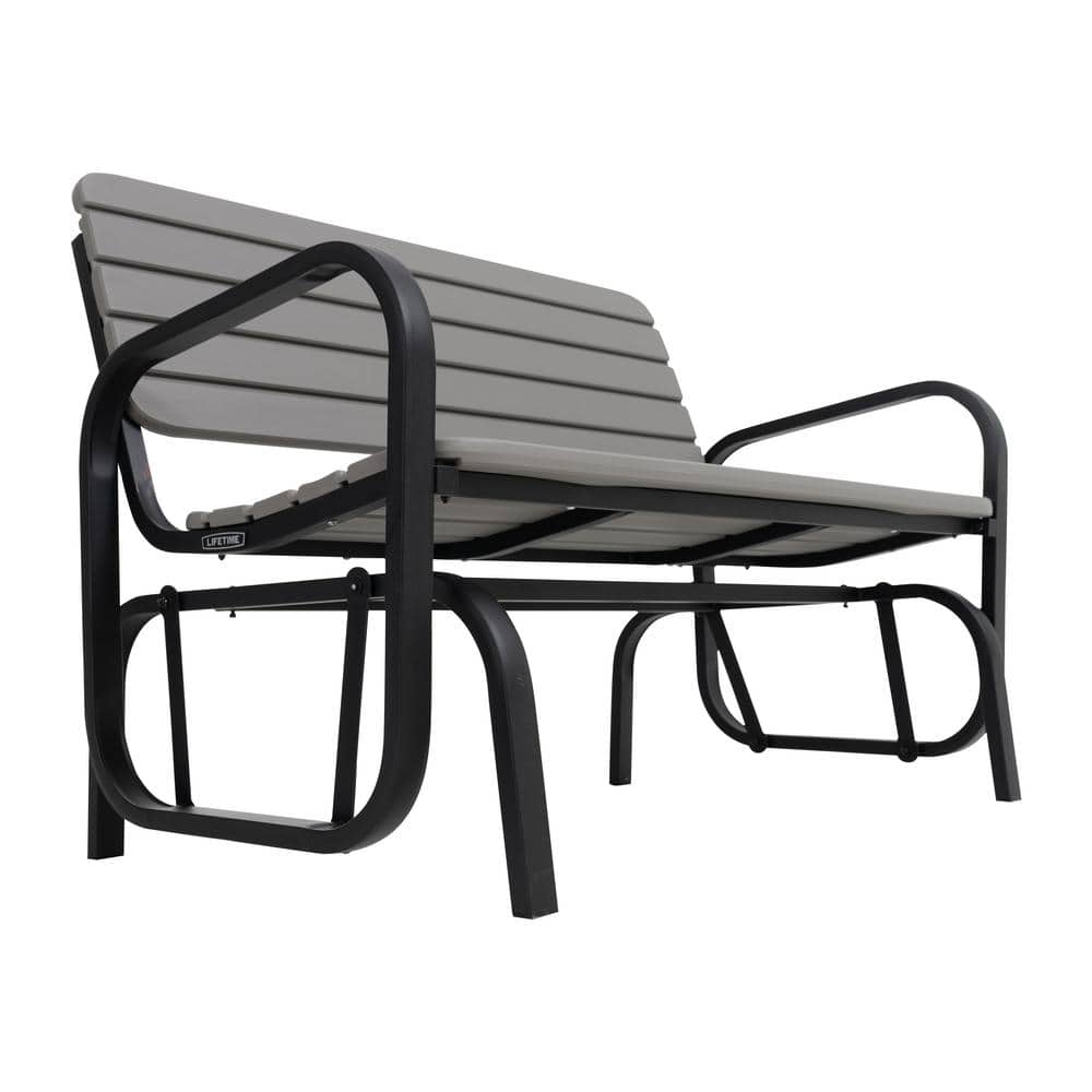 Gray Polyethylene and Steel Outdoor Glider Bench