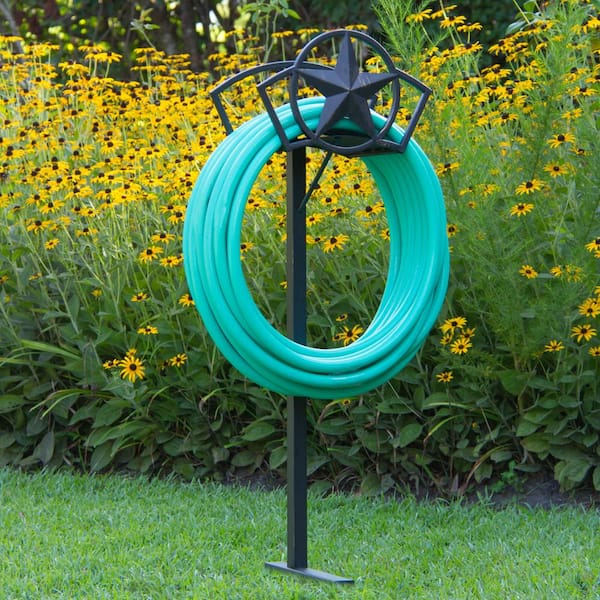 Walensee Steel Freestanding Garden Hose Reel Stand, Holds Up to 125 ft of 5/8-in Hose, Weather-Resistant, Easy Assembly in Black | GHC-001-LS