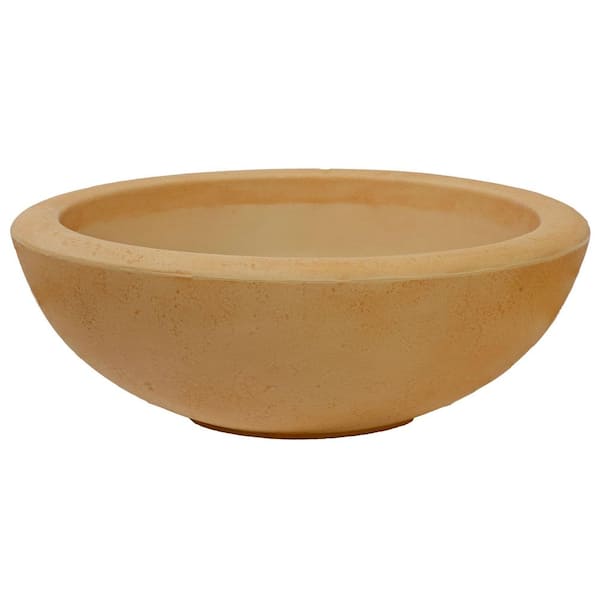Sunnydaze 20.75 in Percival Round Polyresin Outdoor Planter-Sand