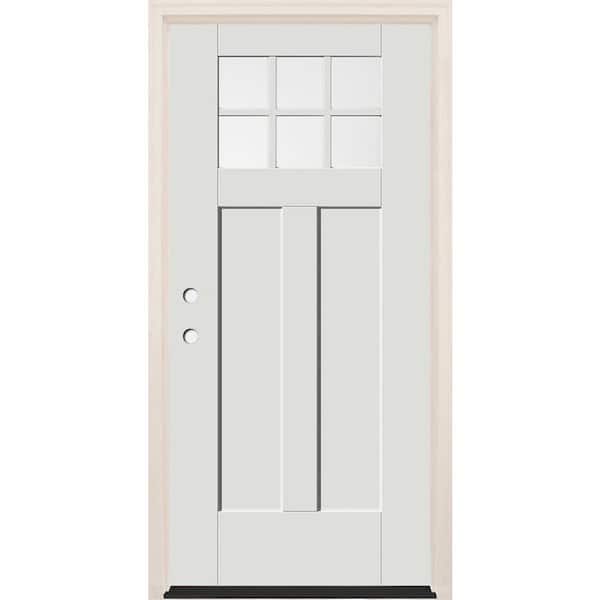Builders Choice 36 in. x 80 in. Right-Hand 6-Lite Clear Glass Alpine Painted Fiberglass Prehung Front Door with 4-9/16 in. Frame