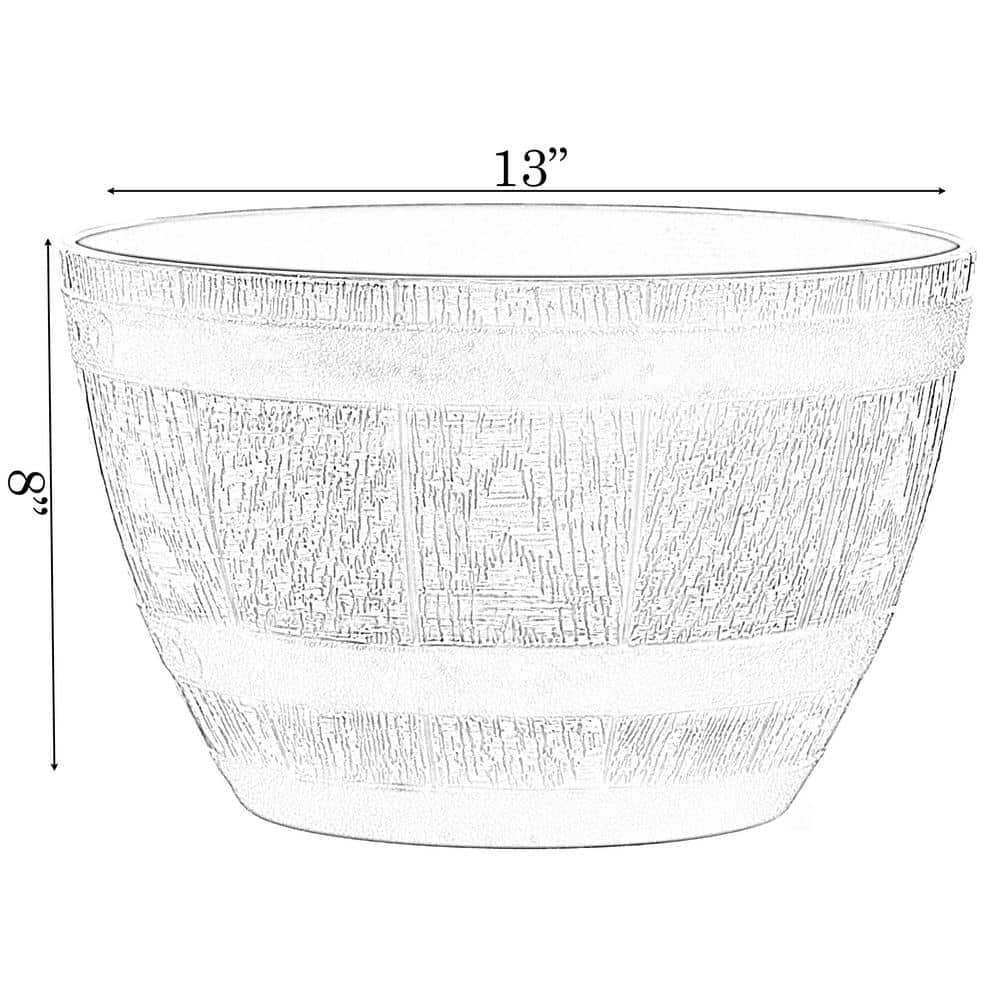 Small Brown Rustic Plastic Half Barrel Planter Bowl