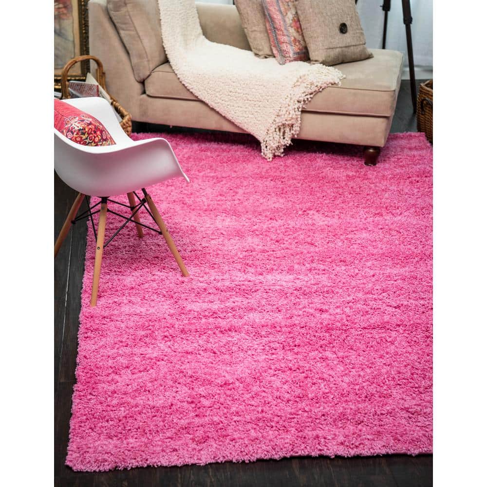 Lush Taffy Pink Shag Area Rug 2' x 3' Rectangular Washable