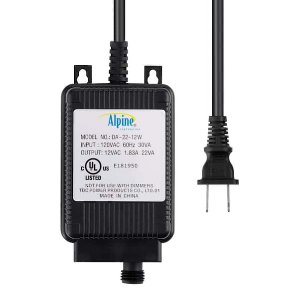 Alpine Corporation Outdoor 22W Replacement Transformer with Photo Cell and Timer for Ponds and Fountains