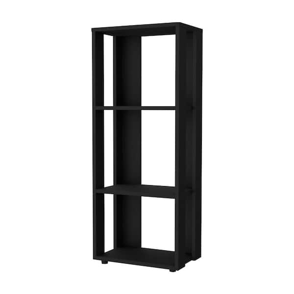 Unbranded 15.7 in. W x 9.9 in. D 3-Tier Black Wooden Decorative Wall Shelf, 3-Tier Bookcase with Open Storage