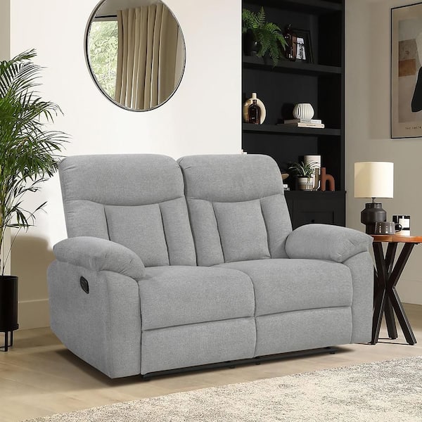 Augusta 61.5 in. W Gray Chenille 2-Seater Manual Double Reclining Loveseat