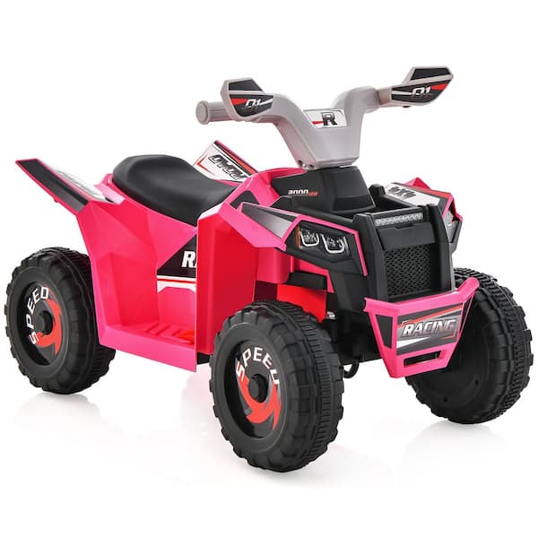Gymax 8 in. Kids Electric Ride on ATV Toy 6-Volt Battery Powered Electric Vehicle Toy Direction Control Rose Red