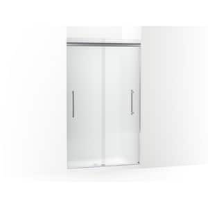 Pleat 45-48 in. x 79 in. Frameless Sliding Shower Door in Bright Polished Silver with Frosted Glass
