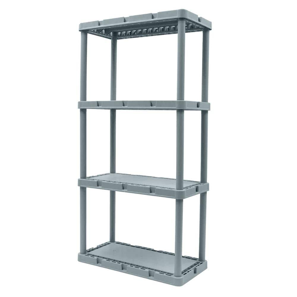 Sleek 4-Tier Light-Duty Resin Storage Shelving Unit, Black and Gray