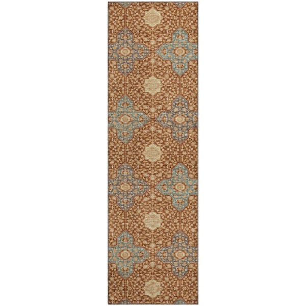 Mayfield Premium Machine Washable Abstract AMF2566 Paprika 2 ft. x 7 ft. Runner Rug