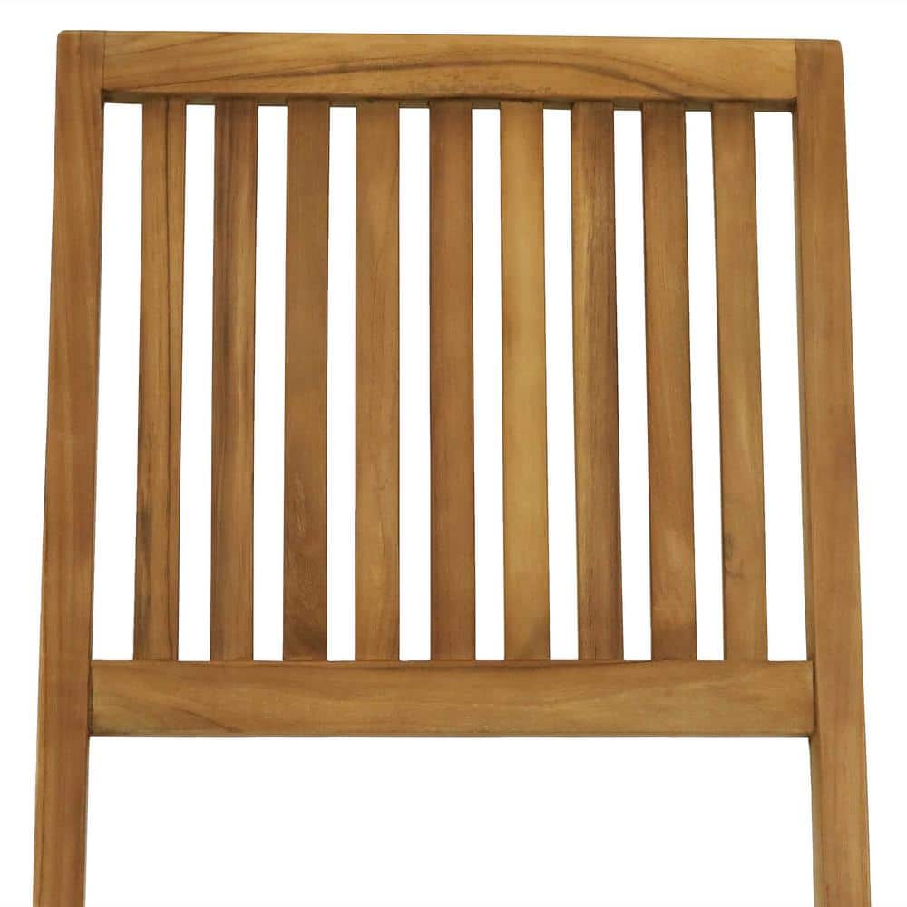 Sunnydaze Light Brown Teak Folding Outdoor Dining Chairs - Set of 2