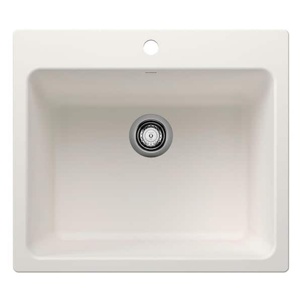 Liven SILGRANIT 19 Gal. 25 in. W x 22 in. D x 12 in. H Drop-In/Undermount Laundry/Utility Sink in White