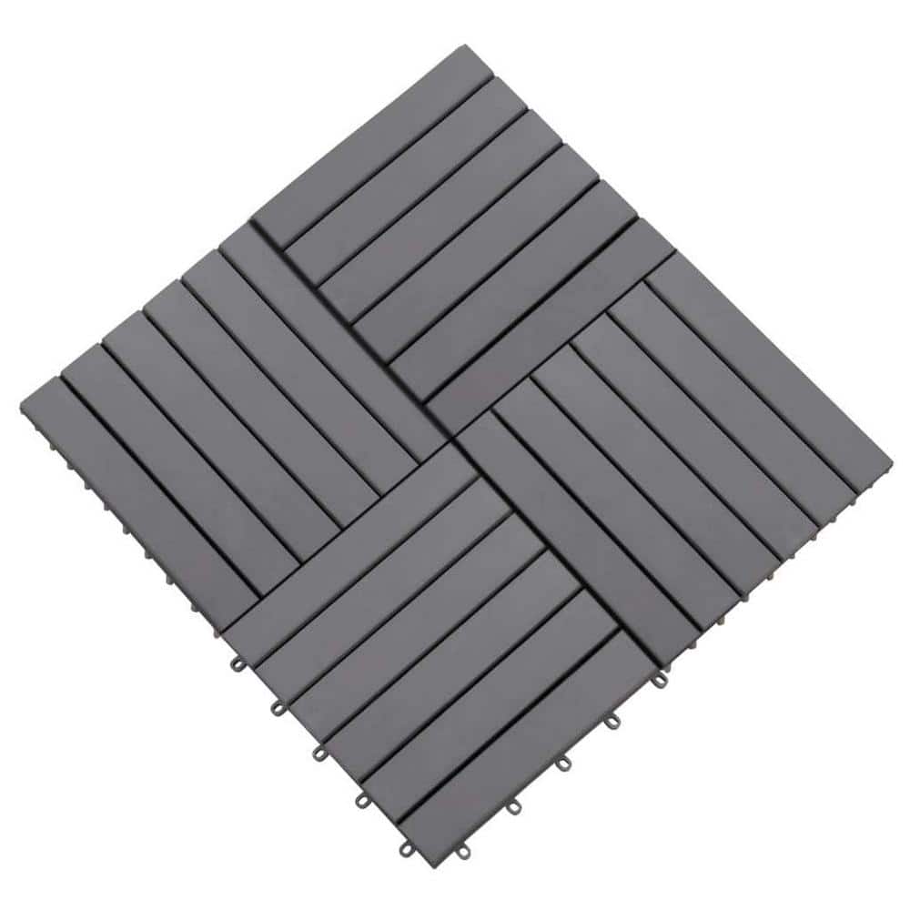 11.8 in. x 11.8 in. Gray Square Solid Acacia Wood Decking Tiles Interlocking Flooring Tiles (Pack of 10 Tiles) price history on PriceWatchPro