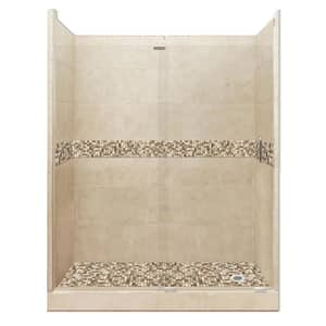 Roma Grand Slider 30 in. x 60 in. x 80 in. Right Drain Alcove Shower Kit in Brown Sugar and Satin Nickel Hardware