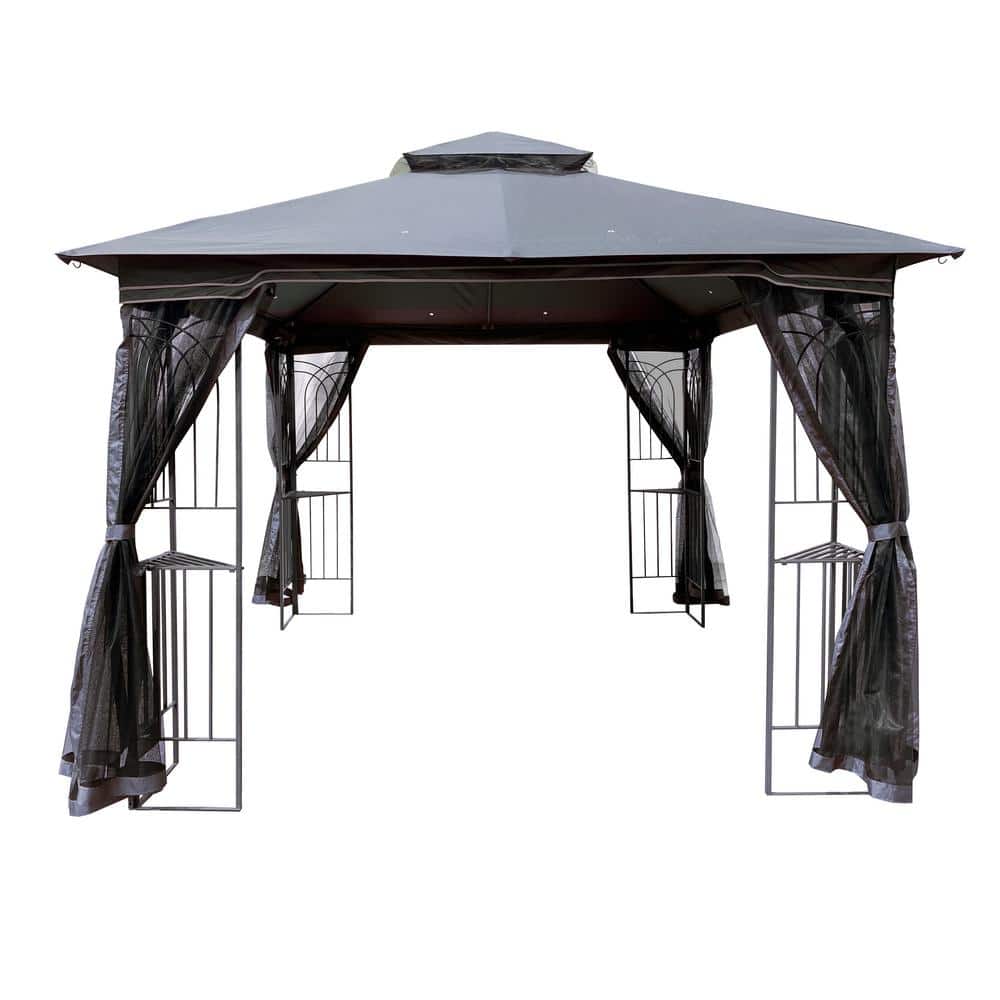 Sunjoy Replacement Canopy & Sunshade Tent for 10x10 Ft Hilgard Gazebo grey 