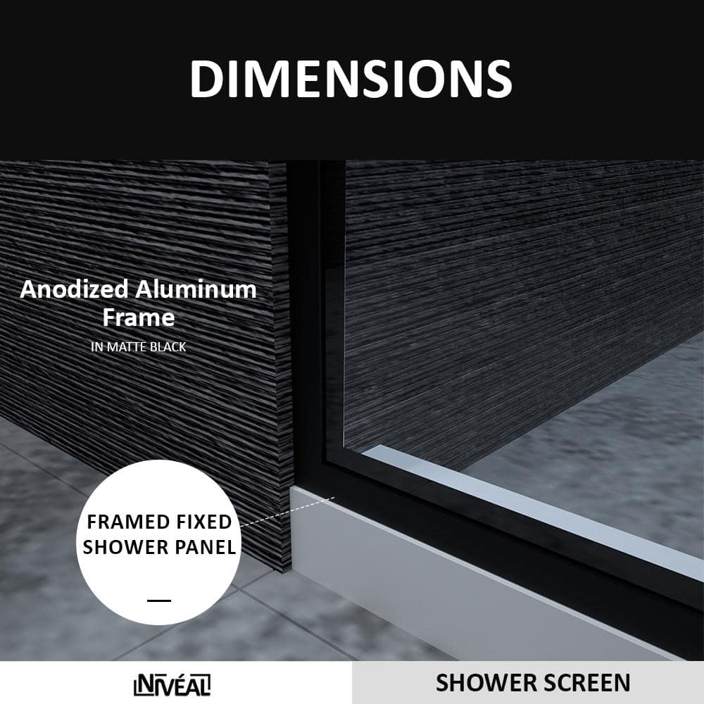 Matte Black Framed Clear Tempered Glass Shower Screen